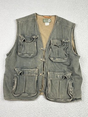 VTG Snowshoe Thompson Vest Mens XL Green Canvas Utility Field Hunting Outdoor