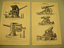 Gesch&uuml;tze,Kanonen von Krupp u.a. 7 Karten,Bilder von 1895-Antiken Lithographien