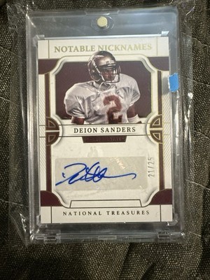 Panini Deion Sanders National Treasures Notable Nicknames Auto /25 #21