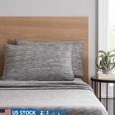 Soft Jersey Bed Sheet Set King 4 Piece Breathable Durable Machine Washable New