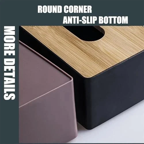 Wood Tissue Box Cover Gloves Box Holder Wooden Rectangular Tissue Box Holder - Image 4 of 4