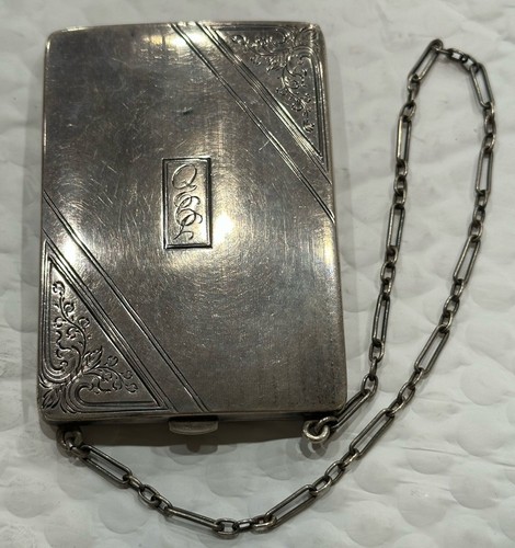 Vintage Antique 91g Figaro Chain Handle 925 Sterling Silver Bill & Coin Purse