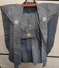 Antique Aizome Haori Hakama Kimono Edo Period Rare Collectible Japan Traditional