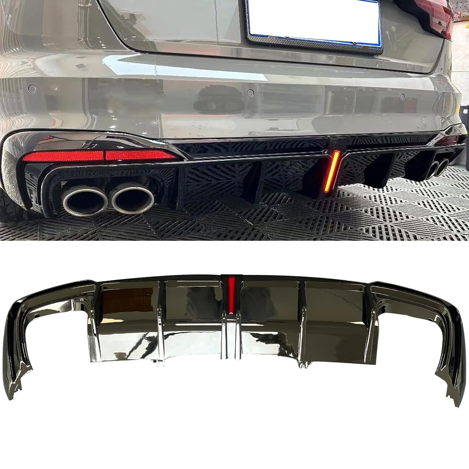 Rear Bumper Diffuser Lip Spoiler For Audi A4 S4 B10 2.0L 2020-2024 Gloss Black