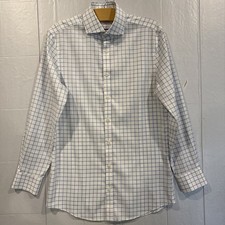 Charles Tyrwhitt Classic Fit Non-Iron White Blue Check Dress Shirt 15/32  