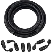 4AN Fuel Line Kit,AN4 Braided Nylon Fuel Hose CPE 10FT Black US NEW