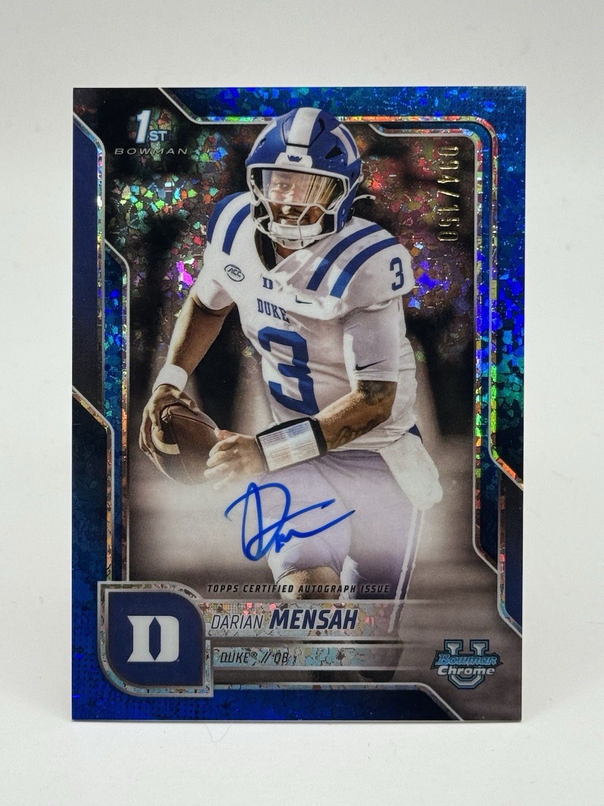 2025 Darian Mensah Bowman Chrome U 1st RC AUTO BCA-DM  Blue Refractor /150