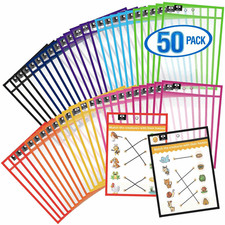 Dry Erase Pockets Reusable Sleeves 10x13 inch  50 Pack Dry Erase Pocket