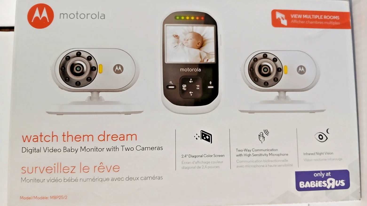 Motorola MBP-25PU 2.4 in Baby Monitor With 2 Camera Set