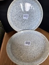Image of 2 NEW DENBY Grey Blue  Halo Speckle Coupe Dinner Plates 10” (Multiple Listing).