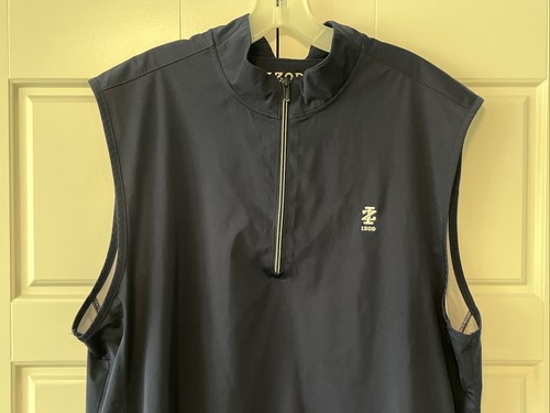 IZOD Men's Size XL Quarter Zip Navy Blue Stretch Golf Vest - Picture 2 of 5