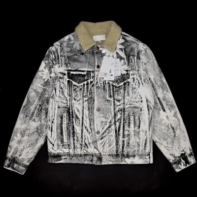 NWT $1200 Maison Margiela MM6 White Painted Denim Trucker Jacket