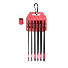 Long Impact Bit Set, TORX, 6-Inch Length, 6-Piece with 1-Piece magnetizer & d...