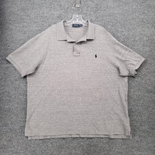 Polo Ralph Lauren Golf Shirt Mens 2XB Big Gray Short Sleeve Rugby Casual Preppy