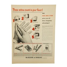 1951 McKesson & Robbins Drug Stores Vintage Print Ad These Extras Count
