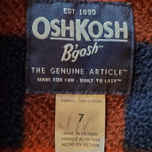 Vintage Kids OshKosh B’Gosh Fleece Plaid Jacket 7 Full Zip Thermal Long Sleeve - Picture 2 of 7