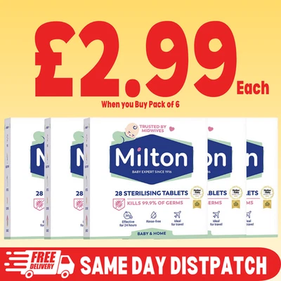 Milton Sterilising Tablets Kills 99.9% Germs 28 Baby Bottle Steriliser Travel UK