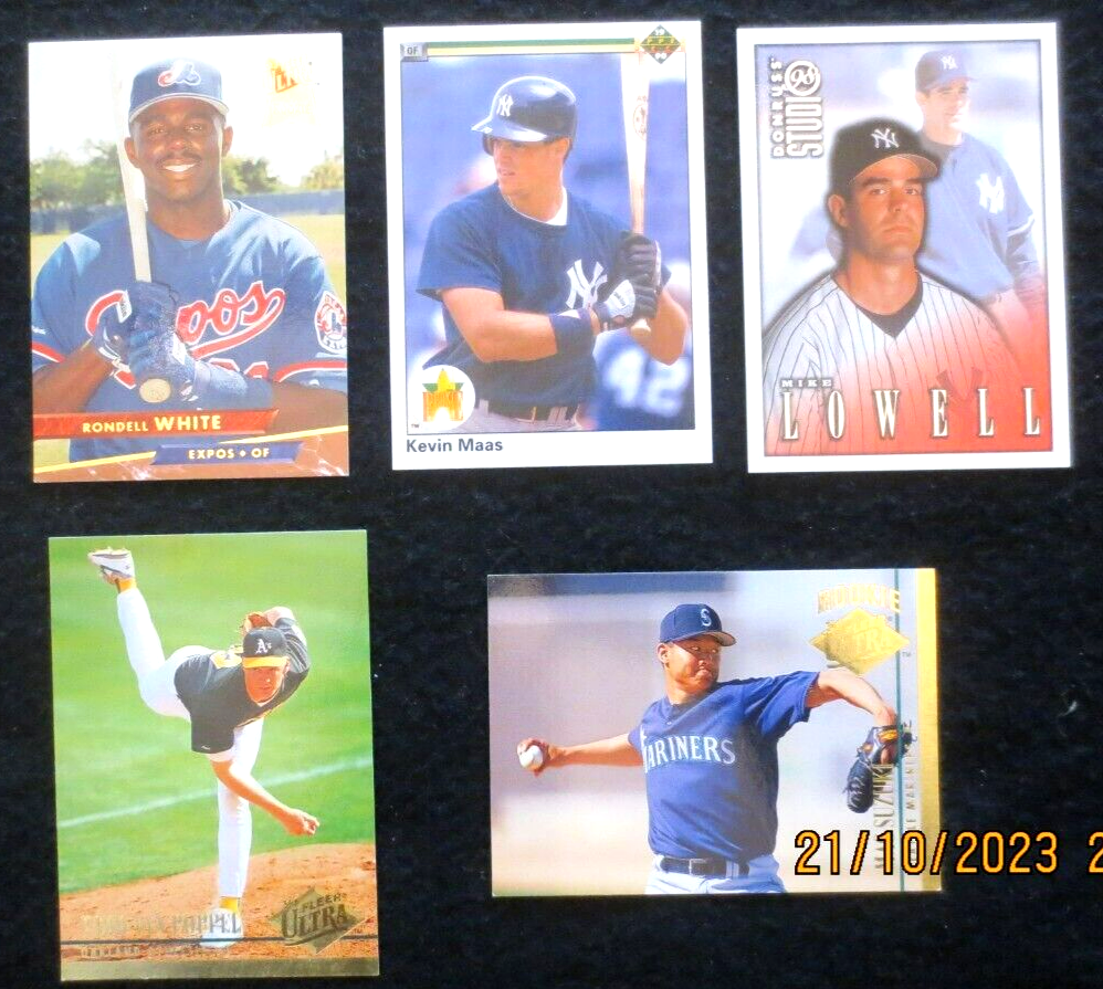 **(LOT OF 5) **ROOKIES**RONDELL WHITE**MIKE LOWELL**KEVIN MAAS**NEAR