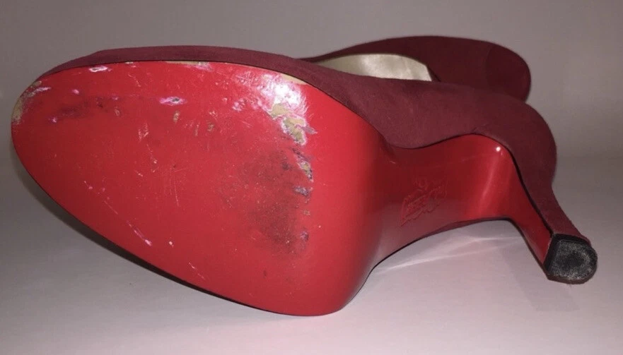 EUC, OH DEER! Red Suede Platform, Peep toe Pumps, High Heels - Image 3 of 4