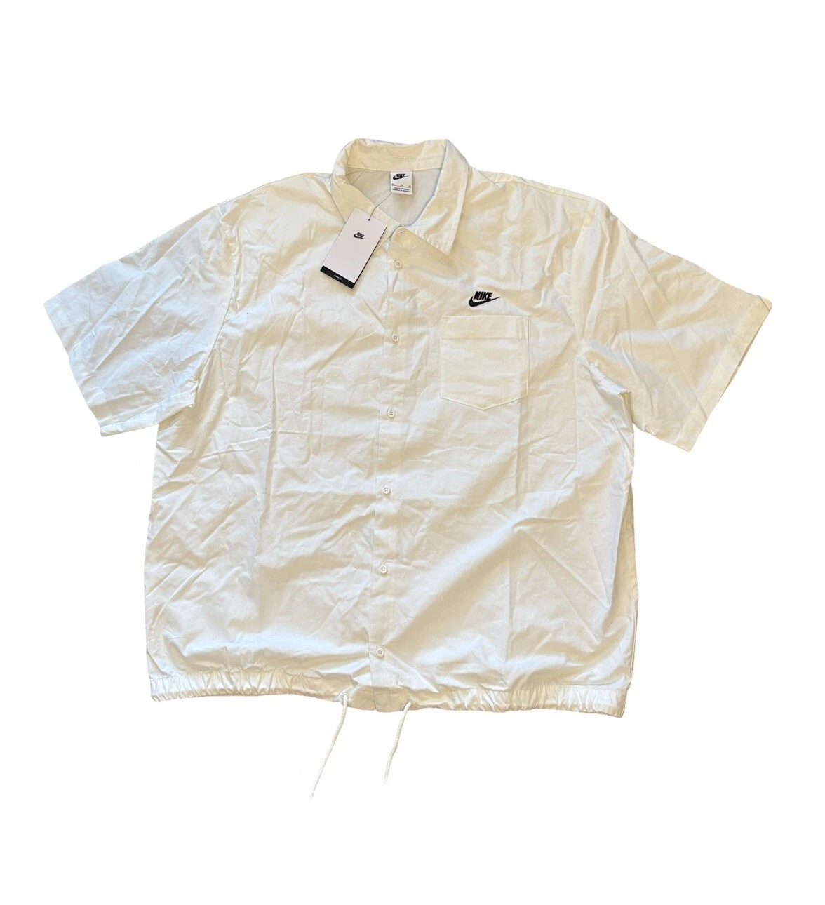 Nike Club Oxford camicia manica corta con bottoni bianca vestibilità ampia FN3902 133 taglia XL