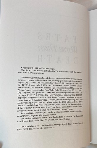 Fates Worse than Death by Kurt Vonnegut, Jr., 1991 Easton Press Signed 1st Ed - Imagen 7 de 9