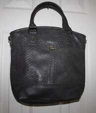 Jewell by Thirty One Bag Tote Dark Gray Faux Pebble Leather