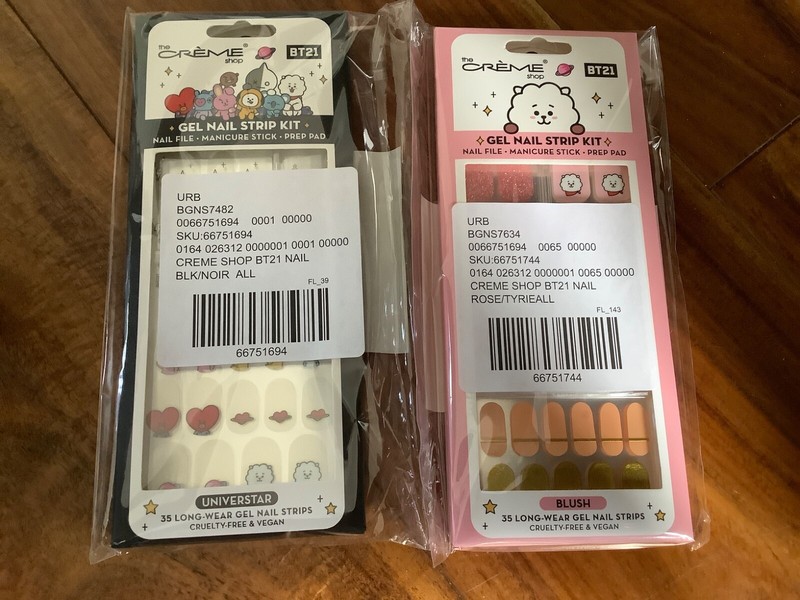 BT21 The Creme Shop Gel Nail Strip Kit BTS Universtar and Jin Blush New