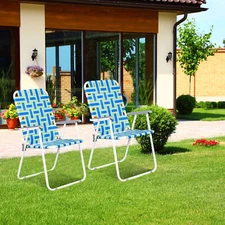 Folding Webbed Lawn Beach Chair Aluminum High Seat Camping Chair for Outdoor