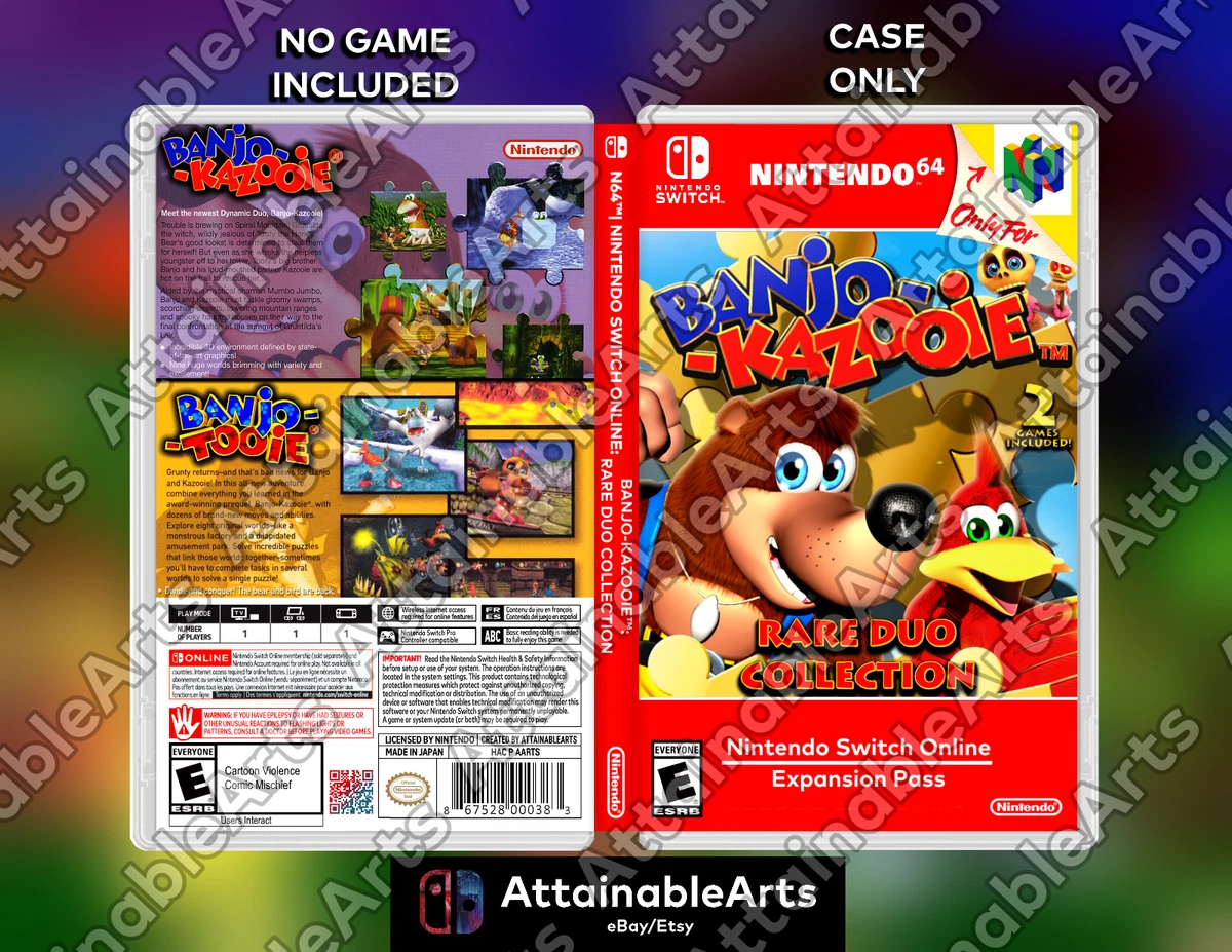 Banjo Kazooie Tooie Nintendo Switch Game Cover Cases Boxart NO GAME INC
