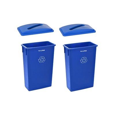 Alpine Industries Polypropylene Commercail Indoor Trash Can with Slotted Lid