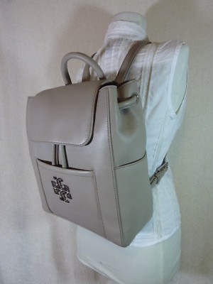 NEW Tory Burch Britten Gray Leather Medium Backpack NEW Tory Burch Britten French Gray Leather Backpack  main image 2