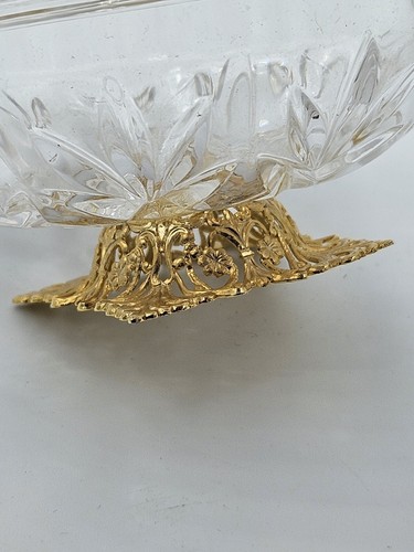 Killarney Crystal Trinket Dish 22 Carat Gold Plated Squirrel & Filigree Base - Picture 7 of 8