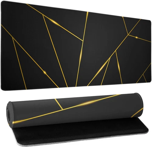 XL Gaming Mouse Pad 31.5x11.8 Inch Non-Slip Waterproof Black Geometric Design