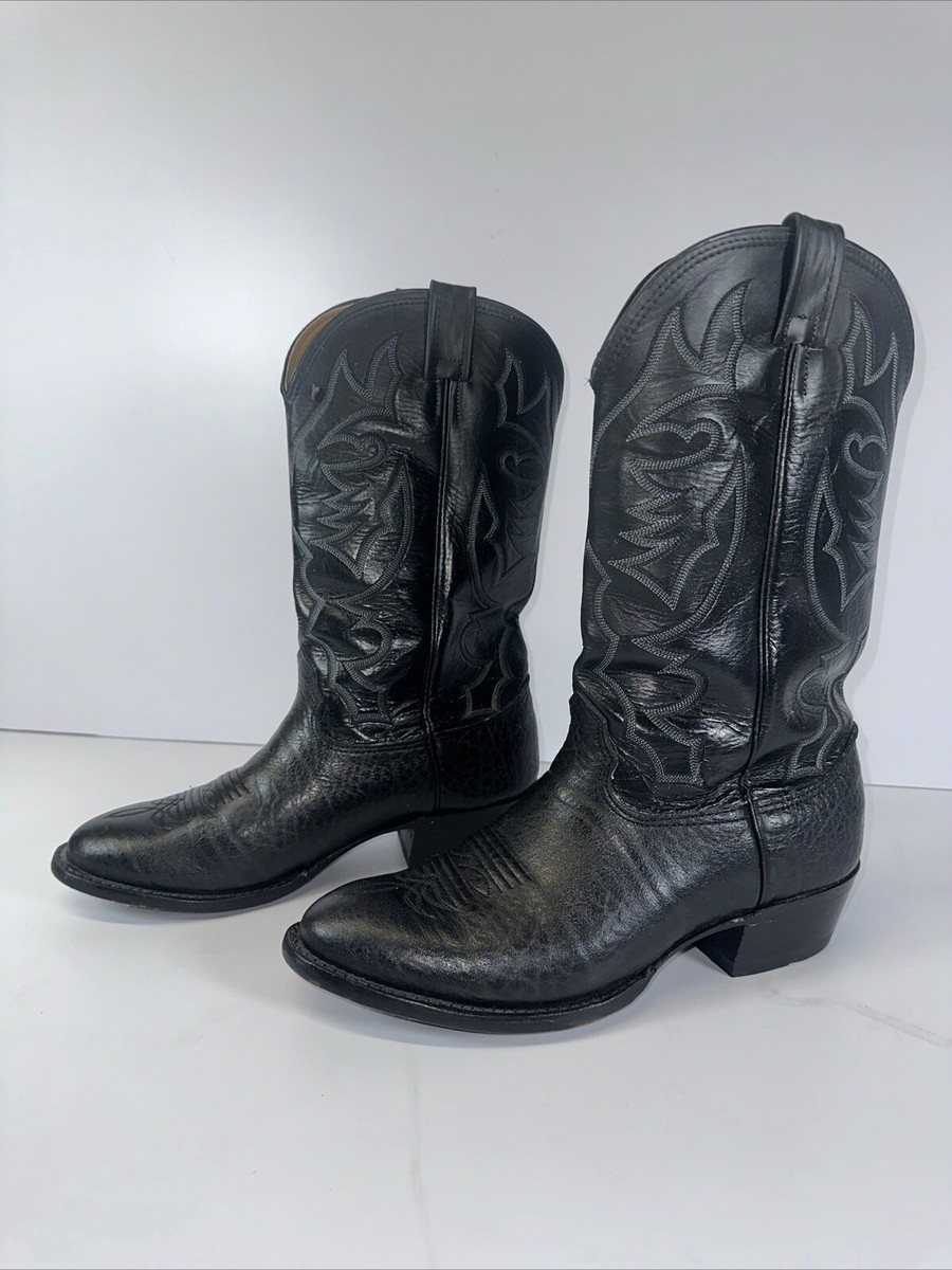 Larry Mahan Nocona Texas Black Bullhide Leather Cowboy Boots 11.5