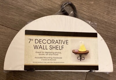 Decorative Wall Shelf 7'' New In Package White  W Black Metal