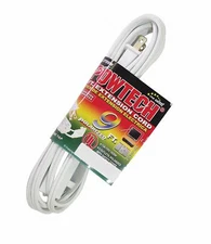 9 FT White Extension Cord, 16 Gauge Power Cord with 3 Recepacle Cube Tap UL