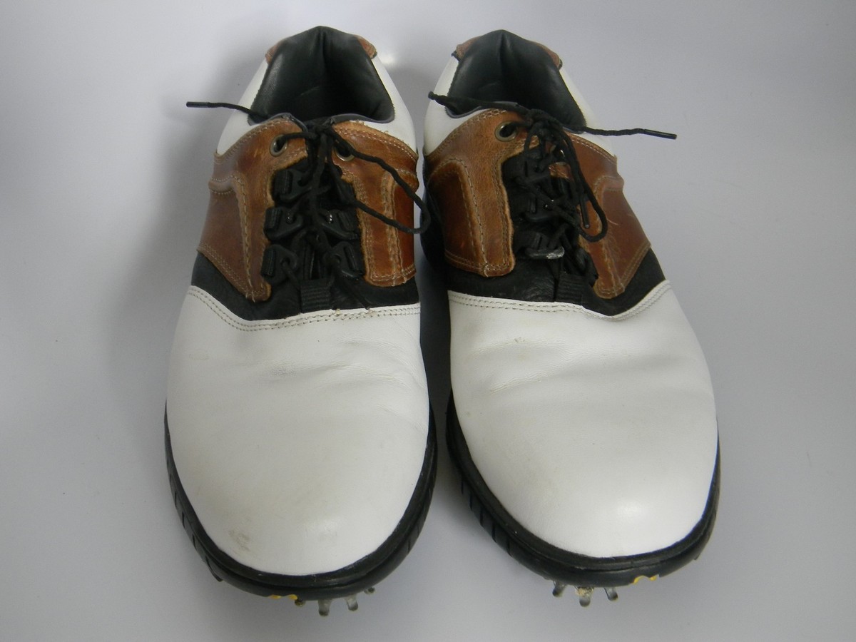 FJ Footjoy Contour Series 54108 Men\'s‎ Golf Shoes Size 10M White Black And Brown FootJoy Contour Series Mens Golf Shoes White | Mercari main image 4