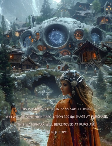 Keltisches Dorf Druide Priesterin Zaubermacherin Mystische Überlieferungshüterin Giclée 8,5X11 - Bild 1 von 2