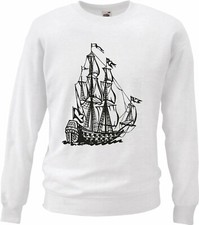 Sweatshirt SEGELBOOT SEGELSCHIFF PIRATENSCHIFF VINTAGE ANKER SKULL PIRAT