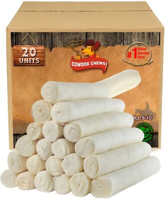 Large 10'' 20 Count Dog Retriever Rolls Natural Flavor Rawhide Chews Dog Bone Big