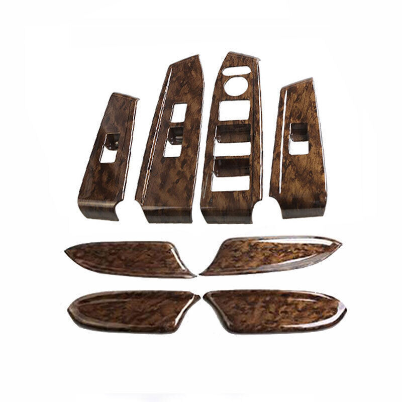 Fit For Honda Accord 2008-2013 Dark Wood Grain Window Lock Lift Panel Frame 8pcs