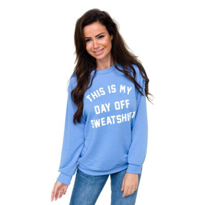 Felpa Oversize Donna Con Slogan "This Is My Day Off" - Maglione Casual Comodo