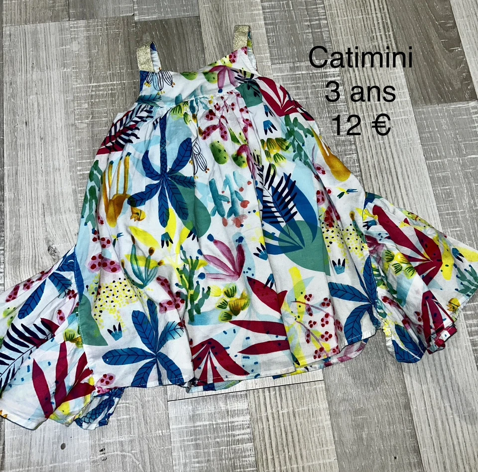 CATIMINI 3 Ans Fille : Robe Coton Fleurie Été TBE - Photo 1/1