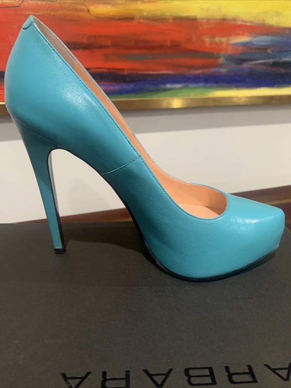 Barbara Bui Sky Blue Leather Hidden Platform Pumps SZ 37 Spring & Summer Chic!!