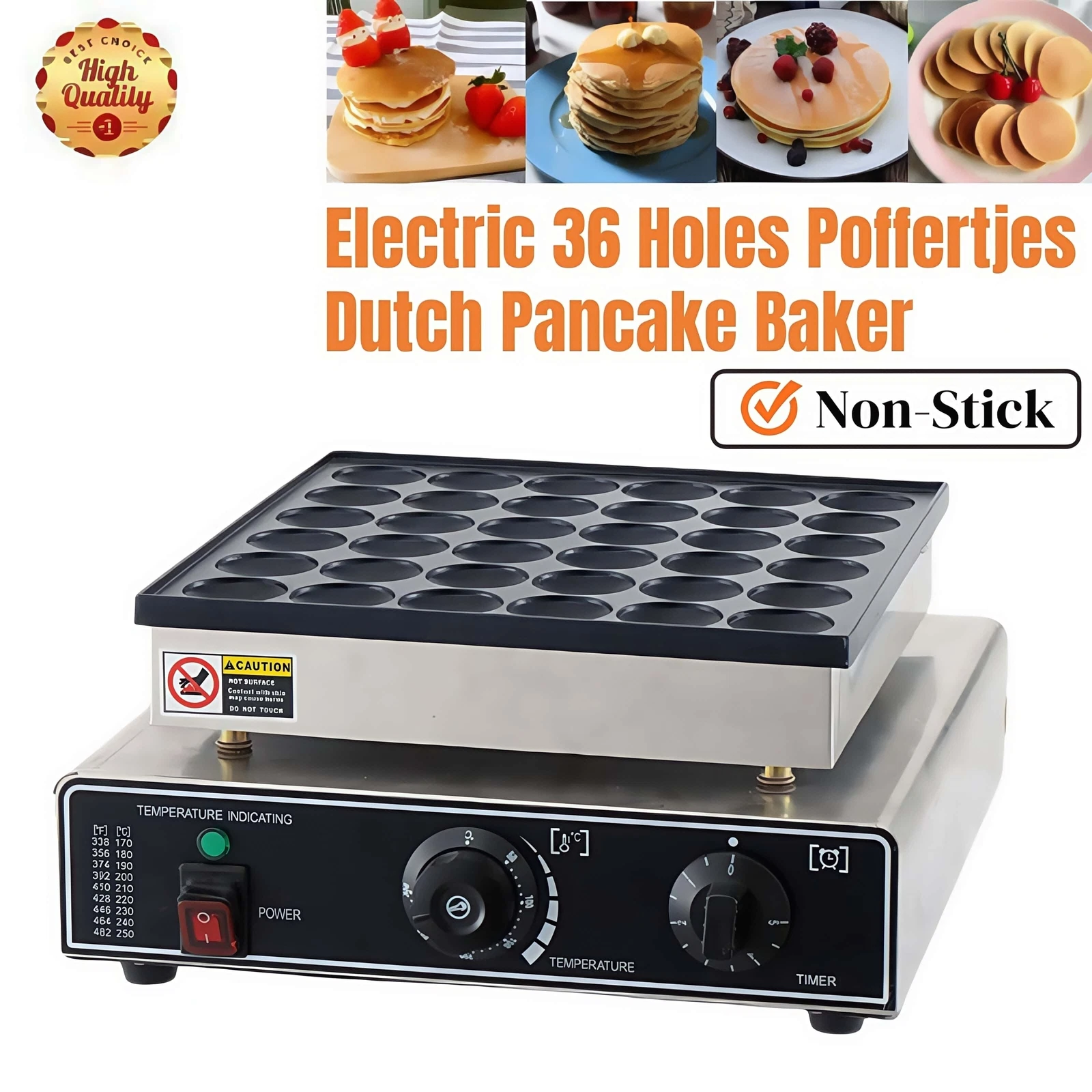 36Pcs Holes Nonstick Electric Poffertjes Dutch Pancake Baker Maker Commercial