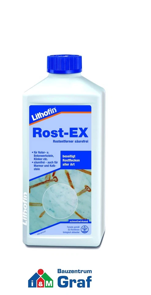 Lithofin Rost-EX, sans Acide Rostfleckenentferner Rostentferner, 500ml /#891801 - Photo 1/1