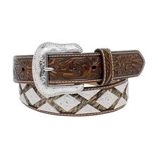 Nocona Men's Cowhide Diamond Shape Concho Brown Belt N2509408