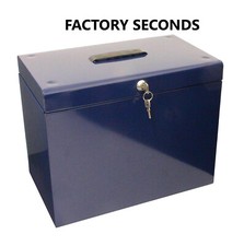 A4 Metal Blue File Filing Box Storage Lockable 5 Suspension Files Tidy "SECONDS"