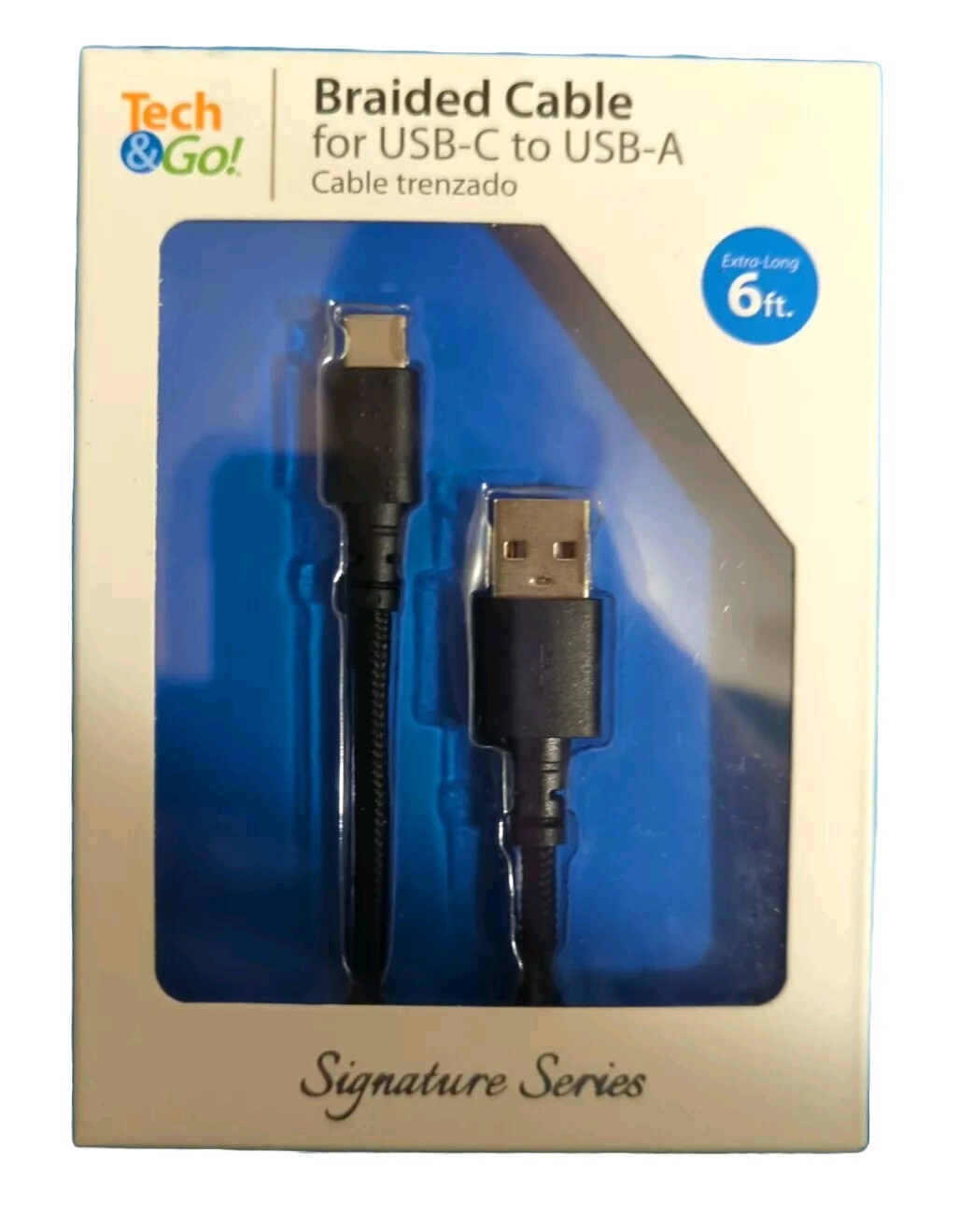 6ft Braided USB-A to USB-C Fast Charging Cable by Tech and Go