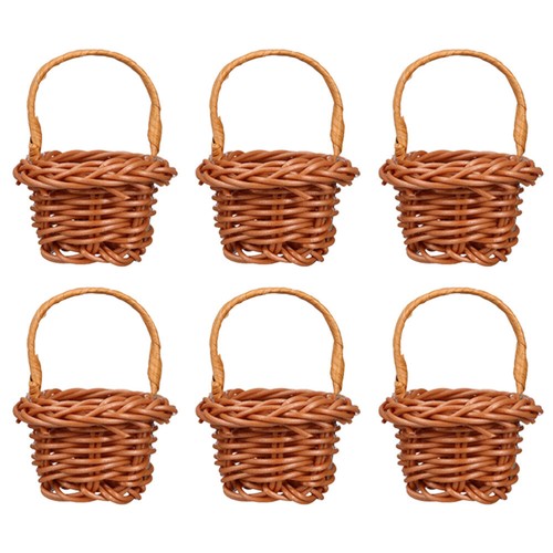 6 Pcs Mini Woven Flower Basket Baby Small Baskets Tiny Miniature